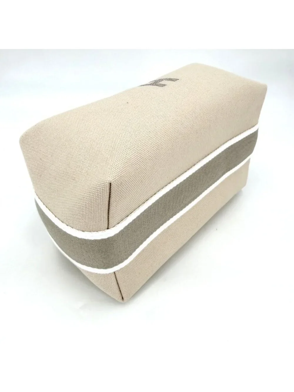 Hermes Handbag Brid-a-brac PM Pouch Toile Ash Beige White Silver Vintage